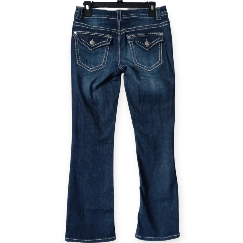 PAISLEY SKY WOMEN'S  BOOTS CUT JEANS. SIZE 6. COLOR BLUE. - Picture 2 of 12